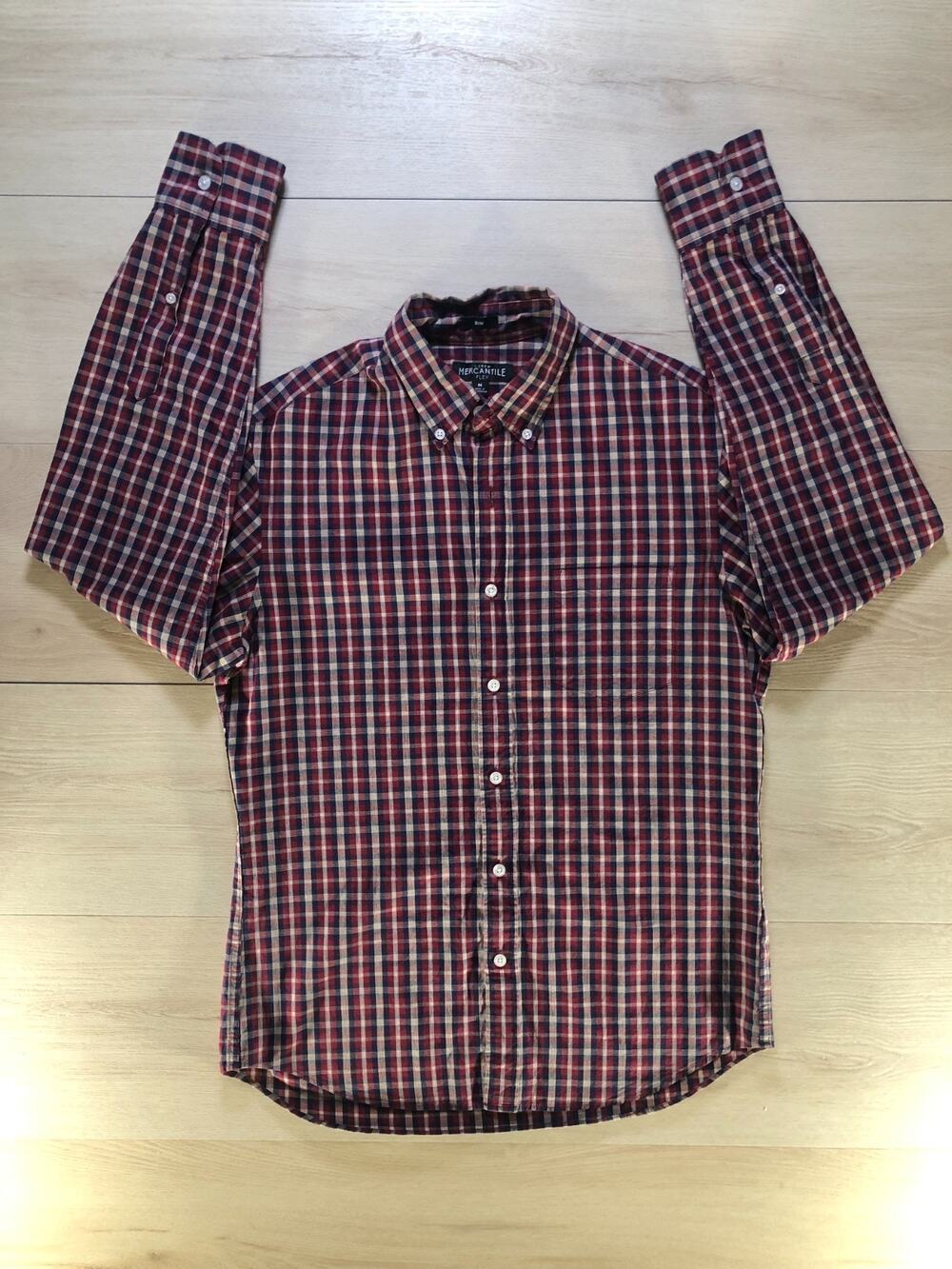 J.Crew Mercantile Flex Slim Plaid Long Sleeve Button Down Shirt Men's M [0020]